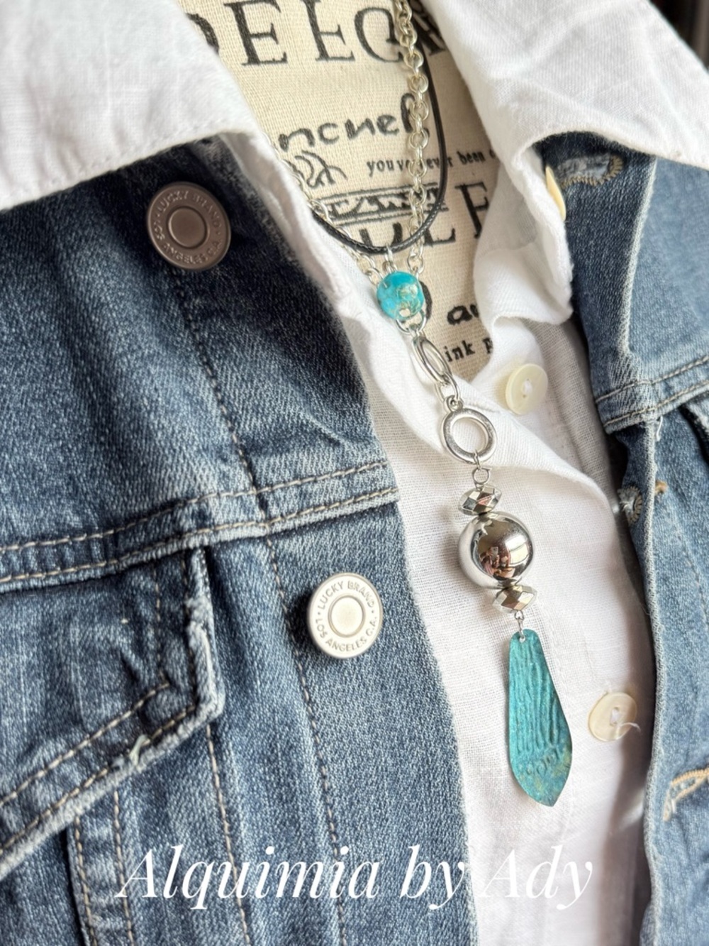 Layered Silver Necklace with Turquoise black cord fish 🐟 tassel Drop